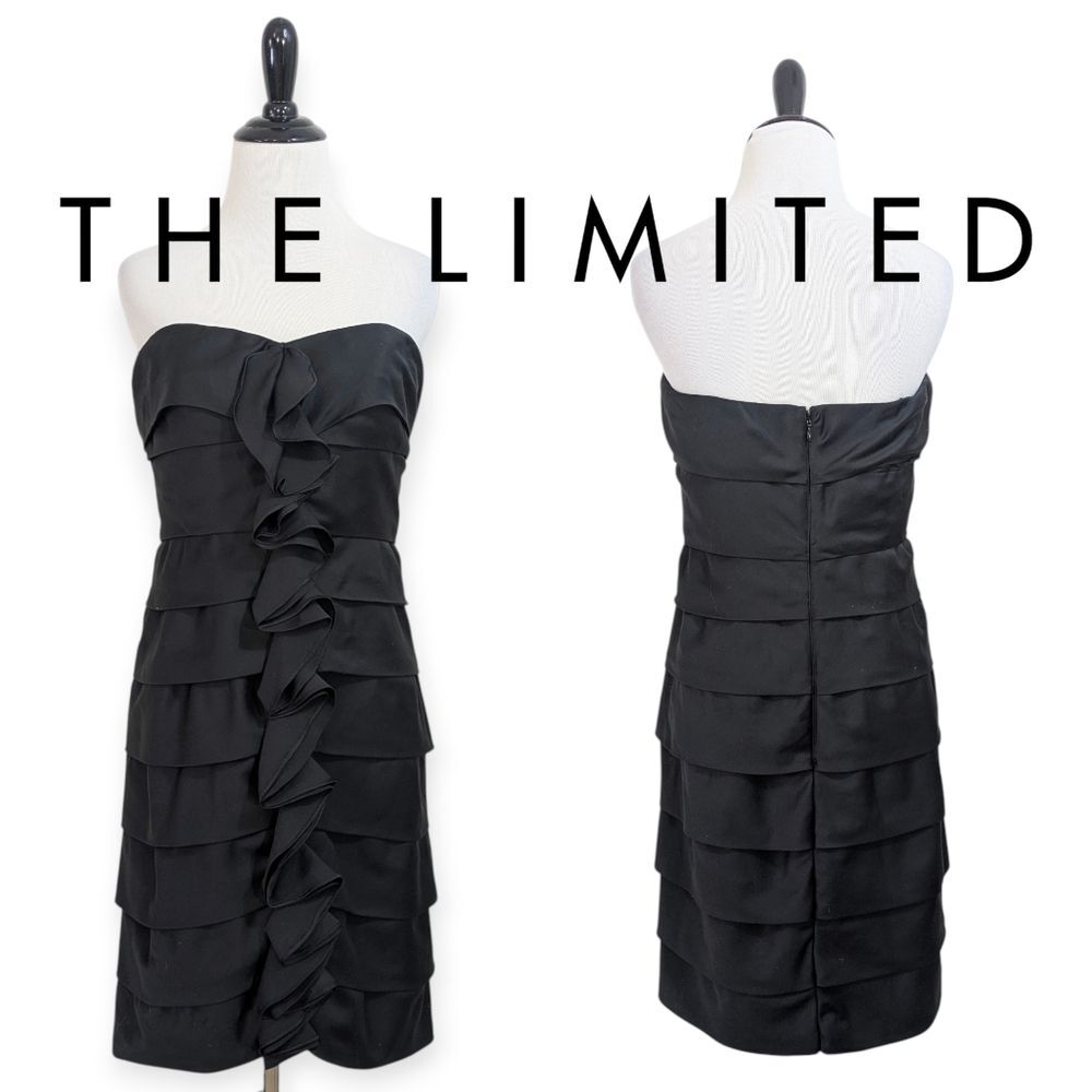The Limited Strapless Tiered Ruffle Little Black Dress - Size 6 Womens LBD